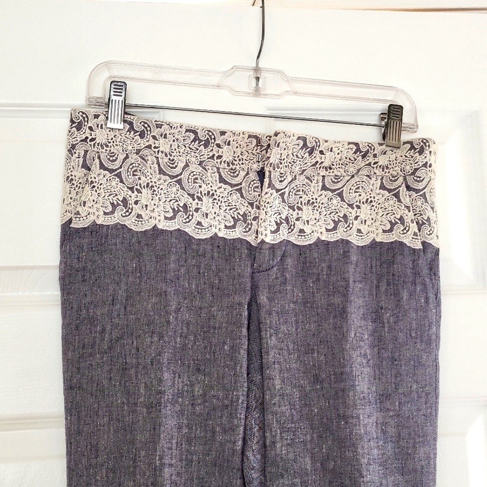 Brighton Elevenses gorgeous linen 👖 pants with beautiful lace - Picture 2 of 12